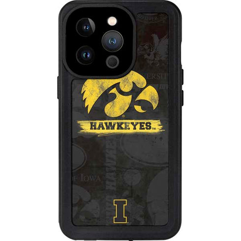 University of Iowa Hawkeyes Distressed Logo iPhone 15 Pro Waterproof Case